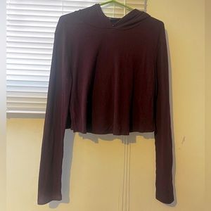 Knit ribbed cropped fit hoodie/ pullover Forever 21